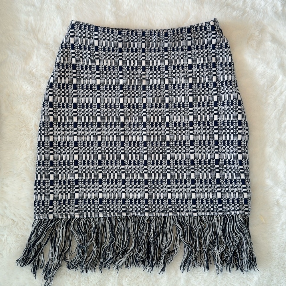 Zara cotton blend skirt with fringe detail